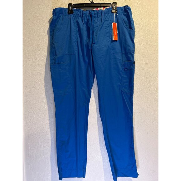 NEW! Koi Lindsey Stretch Scrub Pants Womens XL Royal Blue Medical Cargo - Picture 1 of 3